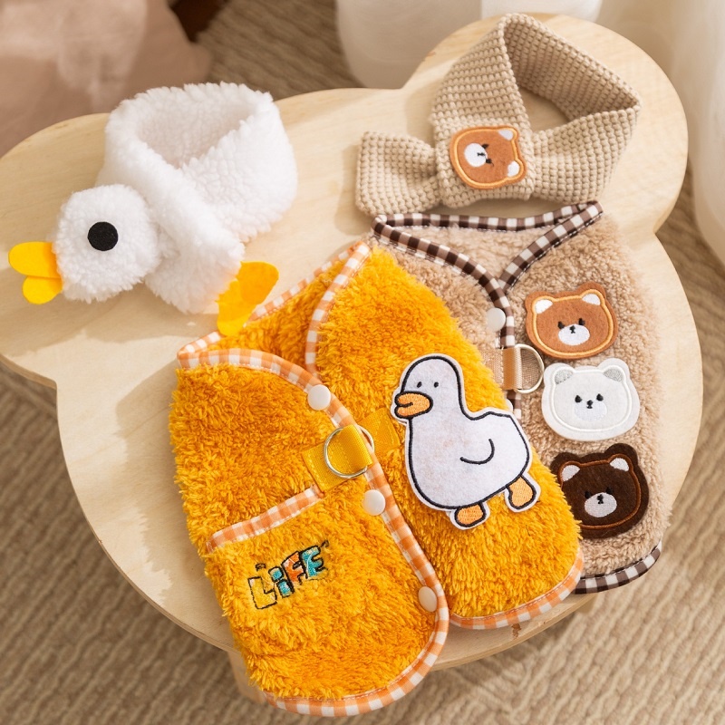 Cozy Cartoon Chicken Dog Jacket with Scarf - Warm Pet Clothing - Image 5