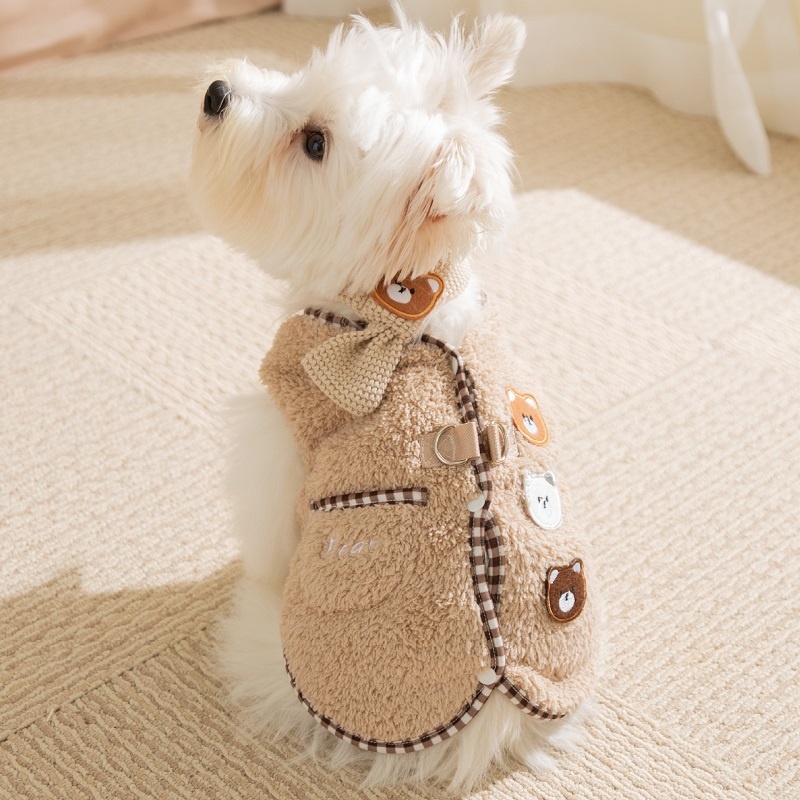 Cozy Cartoon Chicken Dog Jacket with Scarf - Warm Pet Clothing - Image 4