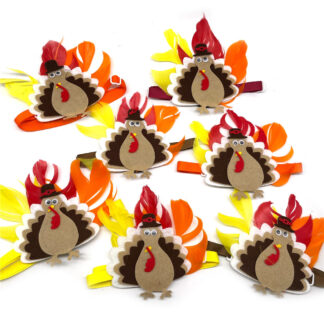 50pcs Thanksgiving Turkey Dog Bow Ties – Festive Pet Grooming Accessories