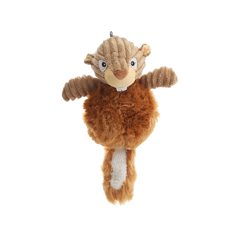 Interactive Plush Animal Dog Toy – Squirrel & Fox Shape with Squeaker - Image 4