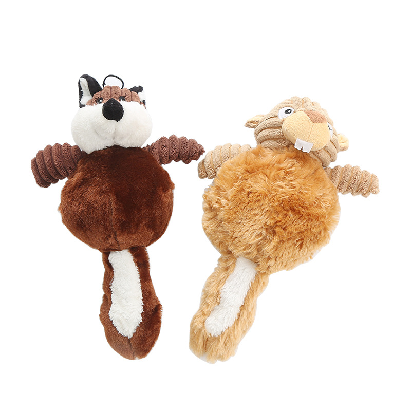 Interactive Plush Animal Dog Toy – Squirrel & Fox Shape with Squeaker - Image 2