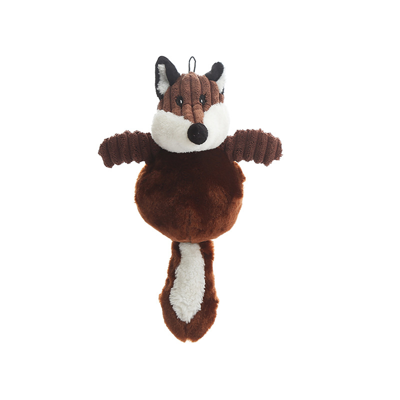 Interactive Plush Animal Dog Toy – Squirrel & Fox Shape with Squeaker - Image 5