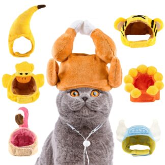 Cute Animal Pet Hat – Sunflower, Banana & Tiger Plush Headwear for Dogs & Cats
