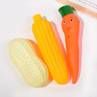 Interactive Corn, Peanut & Carrot Pet Toy Set – Squeaky Vinyl Chew Toys for Dogs & Cats