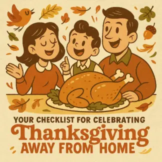 Your Checklist for Celebrating Thanksgiving Away From Home | Printable Travel Thanksgiving Planner | Digital Download Guide for How to Celebrate Thanksgiving Away From Home | Holiday Organization Checklist for Travelers