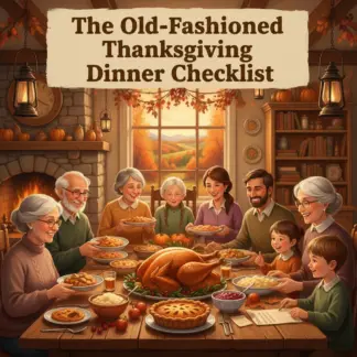 The Old-Fashioned Thanksgiving Dinner Checklist | Vintage-Inspired Holiday Meal Planner | Digital Download for Classic Family Feast