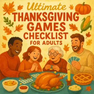 Ultimate Thanksgiving Games Checklist for Adults | Printable Thanksgiving Party Games | Fun Holiday Activities for Friends & Family | Thanksgiving eBook & Digital Download