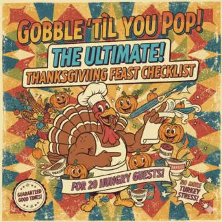 Checklist for Planning Thanksgiving for 20 | Printable Thanksgiving Planner | Holiday Dinner Party Guide | Digital Download for Thanksgiving Menu & Prep Timeline