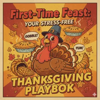 First-Time Feast: Your Stress-Free Thanksgiving Playbook | Thanksgiving eBook for Beginners | Digital Download Holiday Guide for Easy Hosting, Menu Planning & AI-Assisted Meal Prep