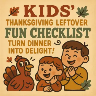 Kids’ Thanksgiving Leftover Fun Checklist: Turn Dinner into Delight! | Creative leftover Thanksgiving dinner ideas for kids | Printable Digital Download