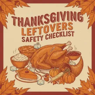 Thanksgiving Leftovers Safety Checklist | Printable Food Safety Guide for Holiday Meals | How to Manage Thanksgiving Leftovers Safely | Kitchen Organization Digital Download