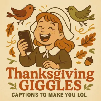 Thanksgiving Giggles: Captions to Make You LOL | Funny Thanksgiving Captions About Being Thankful | Social Media Caption Checklist & eBook