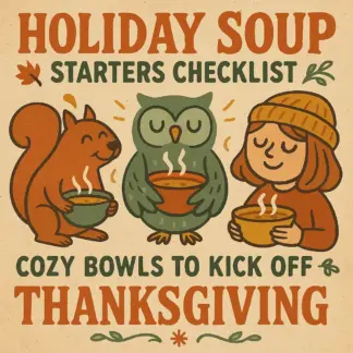 Holiday Soup Starters Checklist: Cozy Bowls to Kick Off Thanksgiving | Printable Holiday Soup Ideas for Festive Thanksgiving Starters | Digital Download Checklist for Cozy Holiday Gatherings
