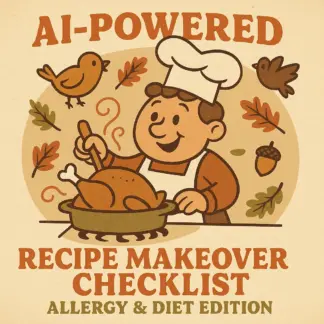 AI-Powered Recipe Makeover Checklist: Allergy & Diet Edition | Digital Download | How to Use AI to Adjust Recipes for Allergies or Diets | eBook & Printable Guide
