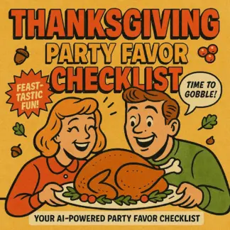 Your AI-Powered Thanksgiving Party Favor Checklist | Printable Digital Download | Holiday Planning eBook for Creative Thanksgiving Party Favors