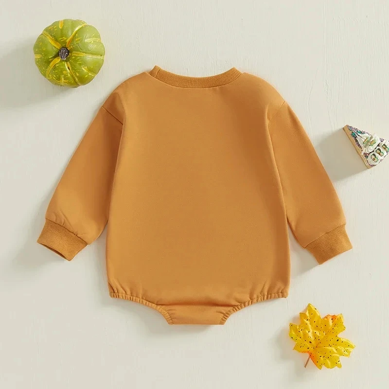 Baby Thanksgiving Romper Long Sleeve Embroidered Bodysuit for Boys & Girls - Image 2