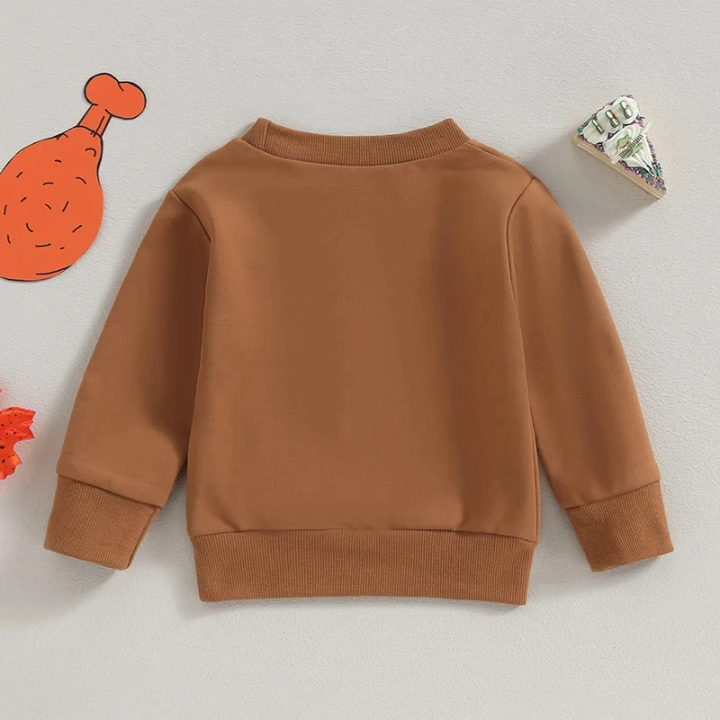 Baby Thanksgiving Sweatshirt Long Sleeve Crew Neck Turkey Print Hoodie - Image 6