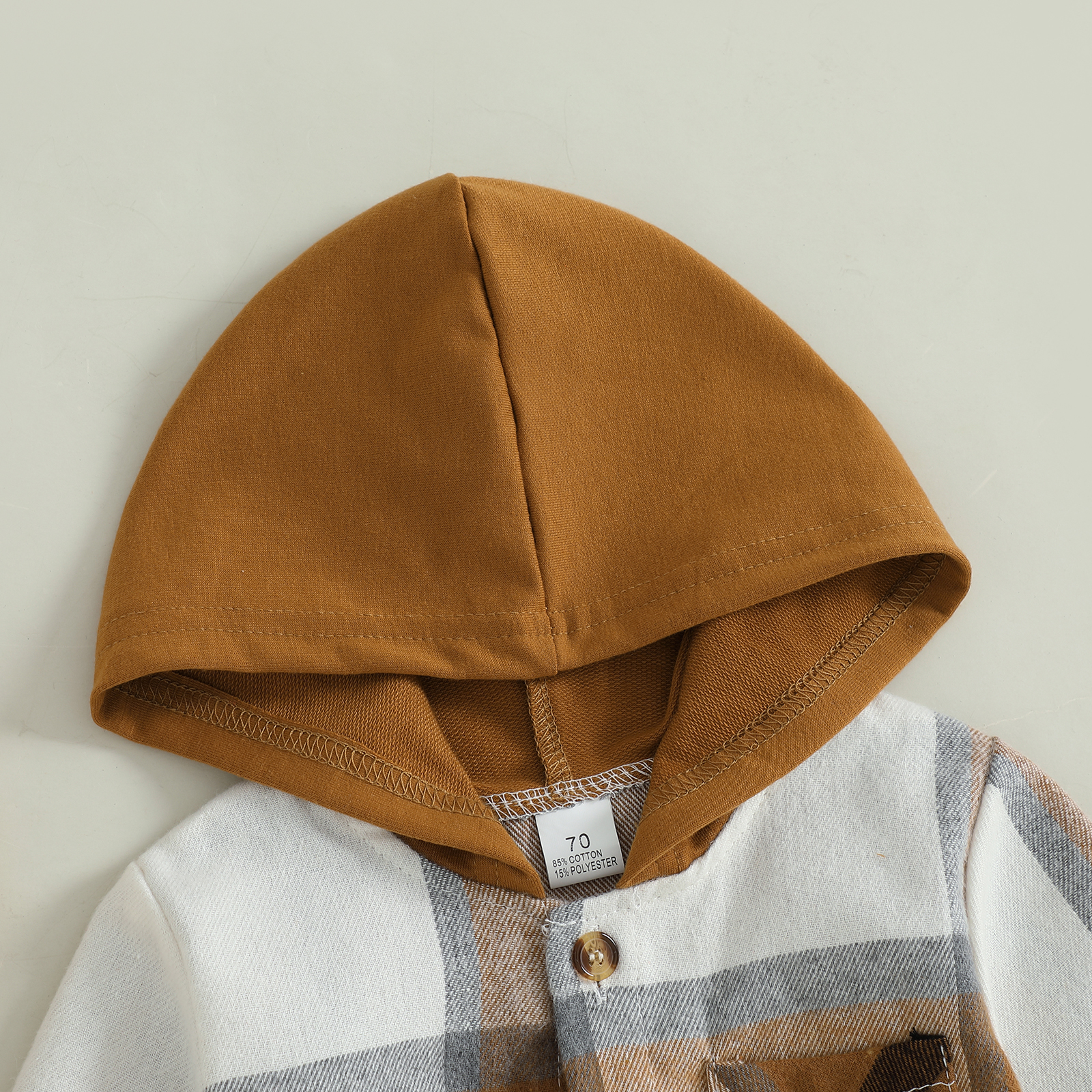 Infant Baby Boys Plaid Hooded Romper - Long Sleeve Fall Jumpsuit - Image 4