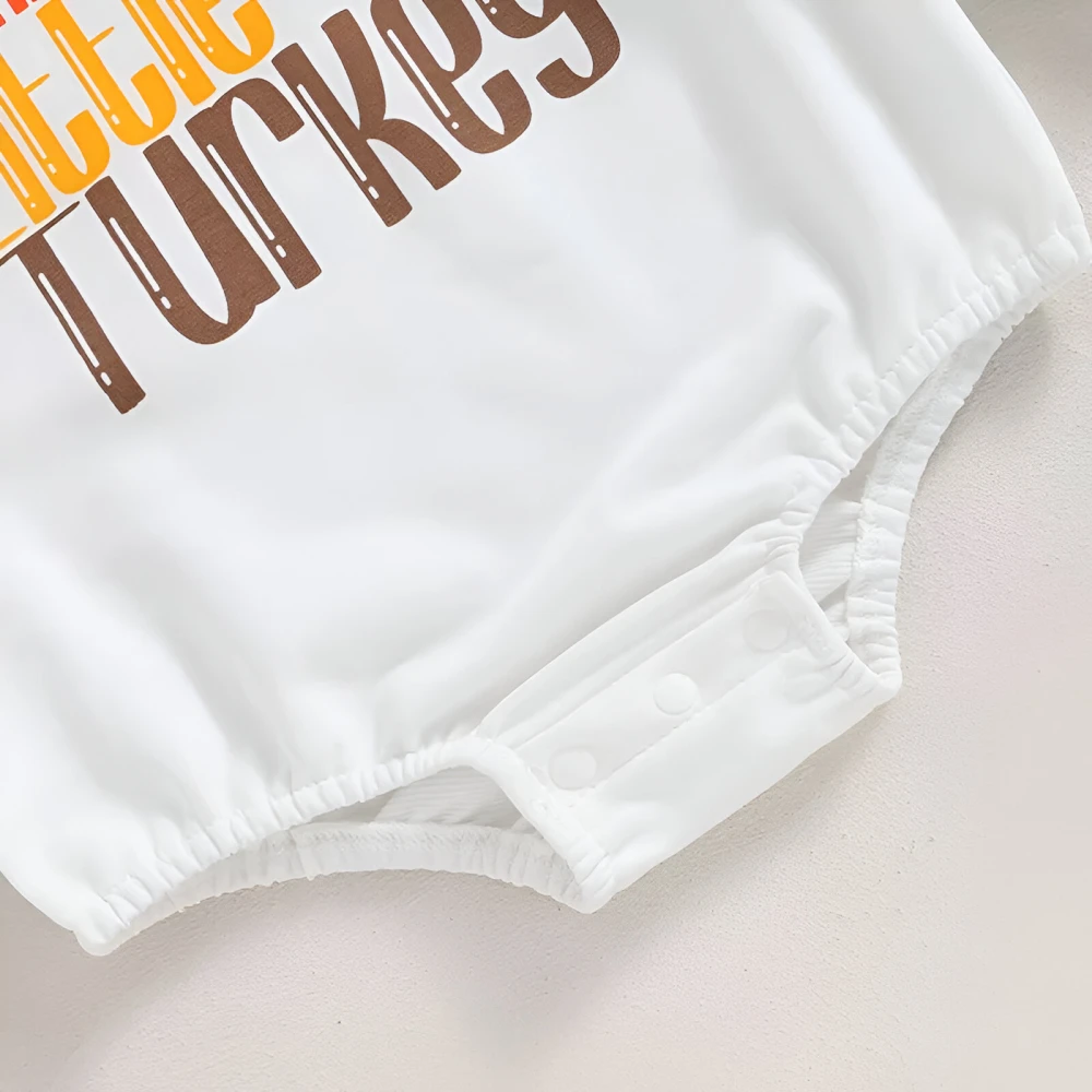 Baby Girl Thanksgiving Turkey Print Long Sleeve Romper - Image 5