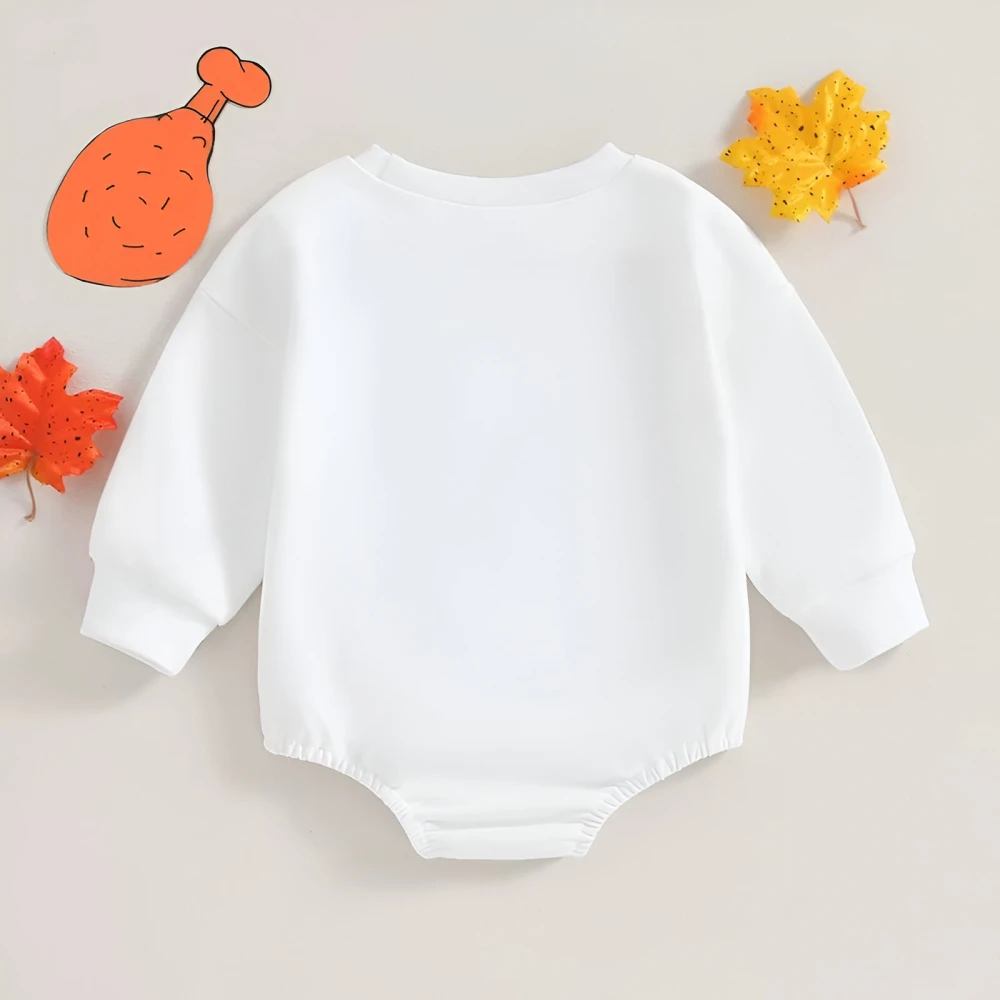 Baby Girl Thanksgiving Turkey Print Long Sleeve Romper - Image 3