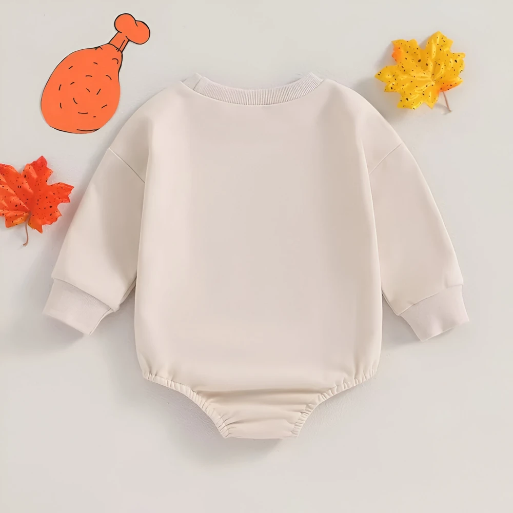 Baby Girl Thanksgiving Turkey Print Long Sleeve Romper - Image 9