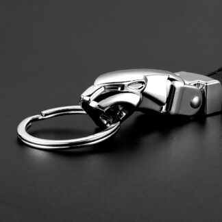 Luxury Leopard Head Genuine Leather Car Keychain