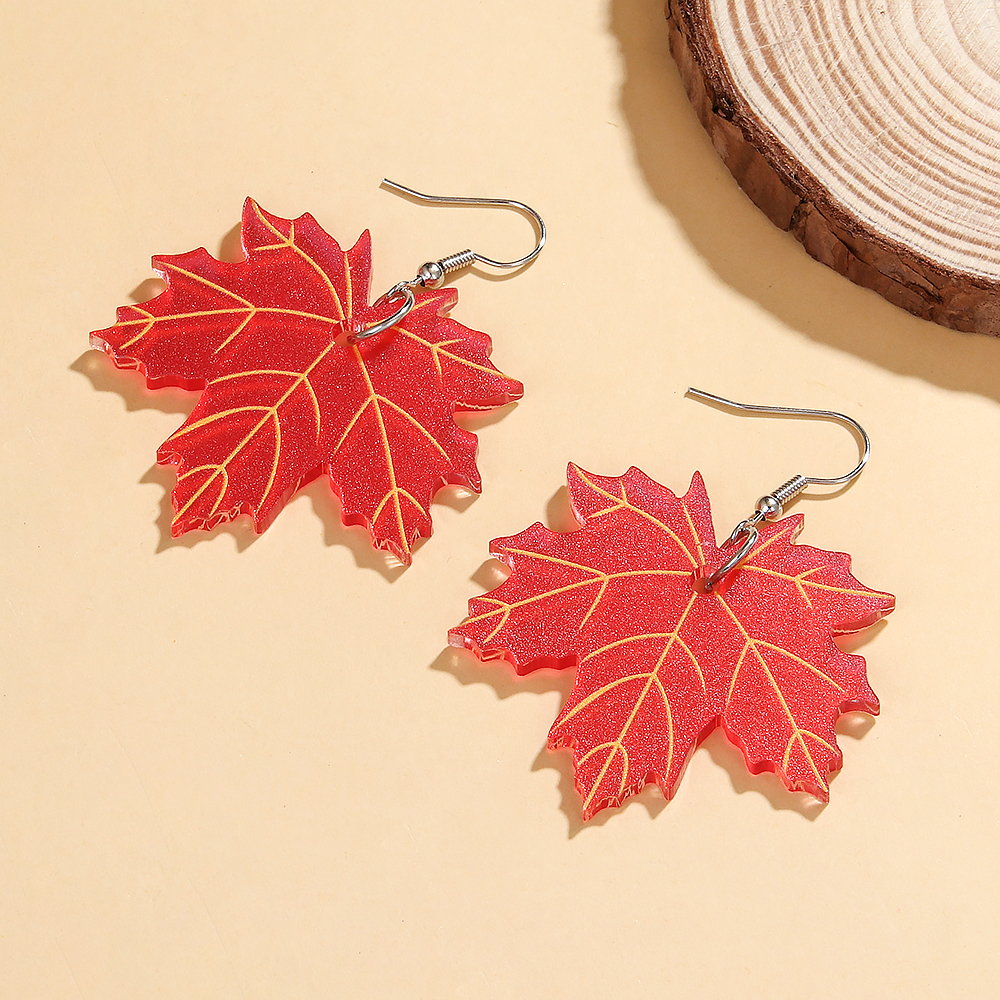 Handmade Thanksgiving Maple Leaf Acrylic Earrings for Women - Image 3