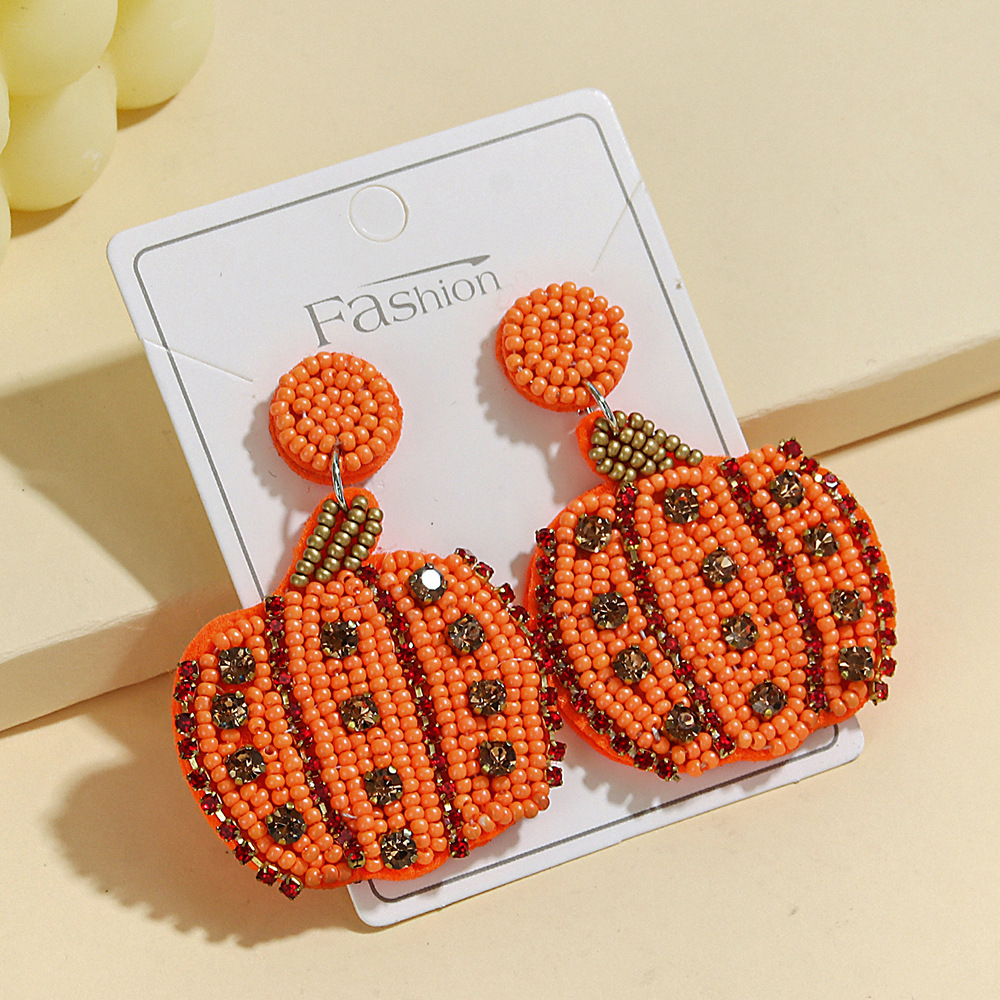 Handmade Pumpkin Beaded Earrings for Women – Autumn Thanksgiving Dangle Jewelry - Image 4