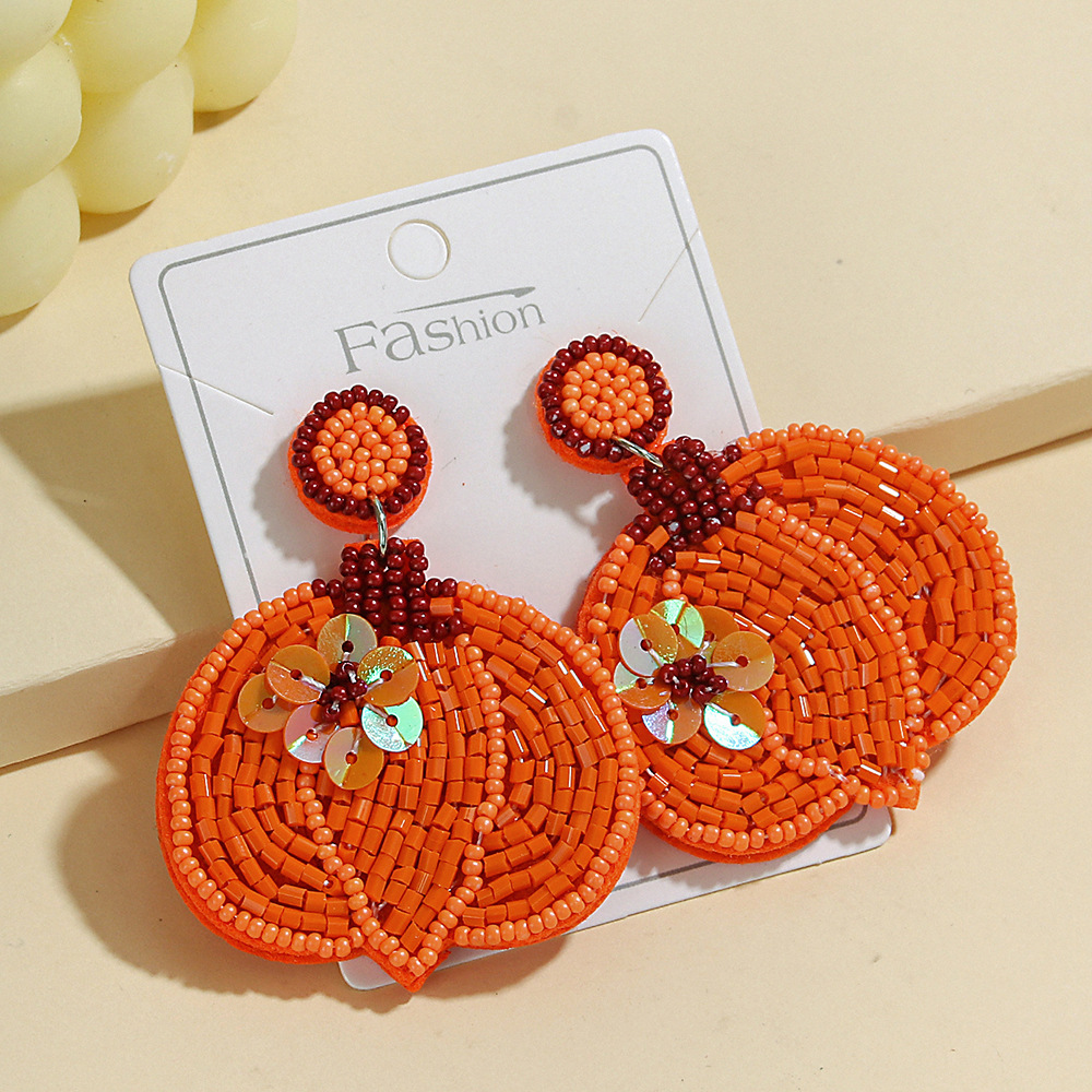 Handmade Pumpkin Beaded Earrings for Women – Autumn Thanksgiving Dangle Jewelry - Image 5
