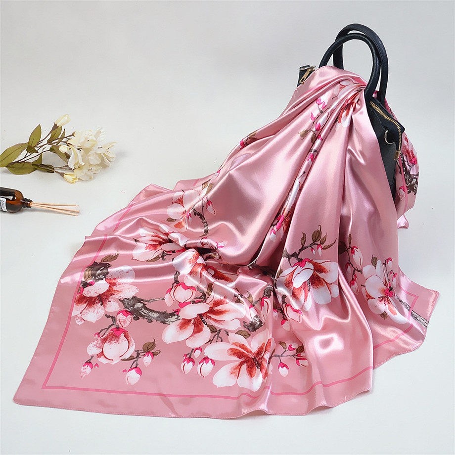 Elegant Silk Square Scarf for Women – Floral Fashion Bandana - Image 5