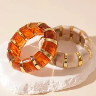Vintage Acrylic Elastic Rope Bracelet for Women – Retro Resin Bangle Jewelry