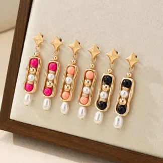 Elegant Simulated Pearl Tassel Earrings with Crystal Accents