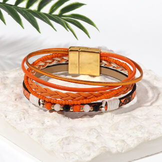 Boho Beaded Leather Wrap Bracelet