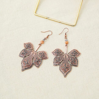 Vintage Alloy Maple Leaf Earrings - Trendy Rhinestone Jewelry