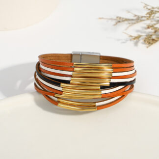 Gothic Multi-Layer Metal Tube Wrap Bracelet for Women