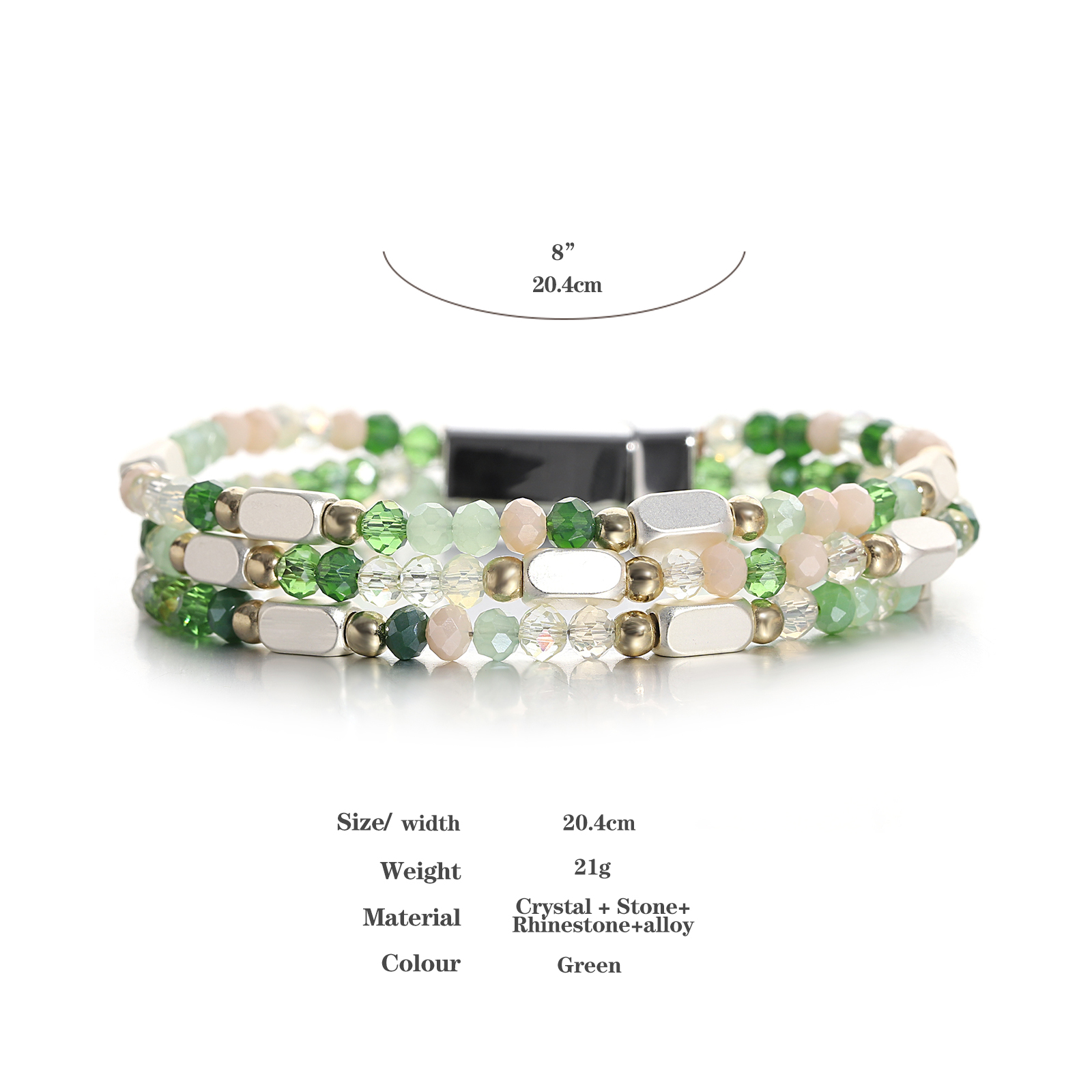 Colorful Crystal Beaded Magnetic Bangle - Image 6