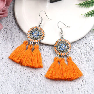 Korean Sunflower Tassel Earrings - Trendy Dangle Jewelry for Women