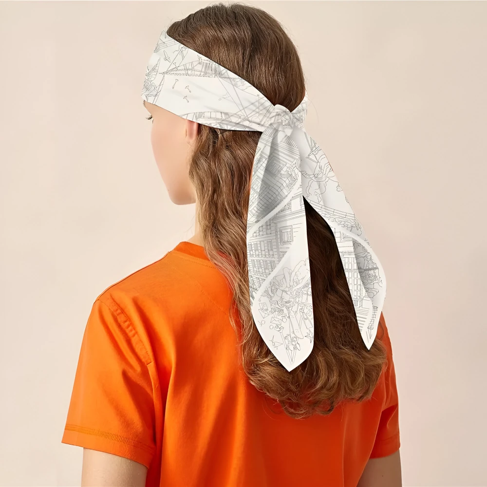 Luxury 90cm Sailboat Print Silk Twill Square Scarf for Women - Image 3