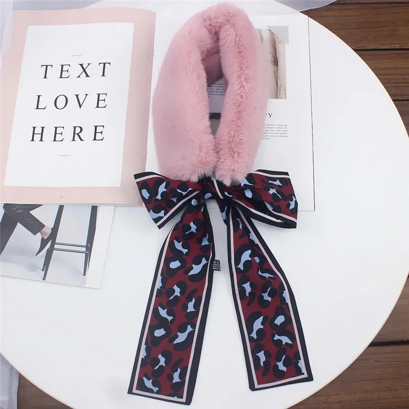 Leopard Print Fur Scarf for Women – Skinny Silk Neckerchief Wrap - Image 7