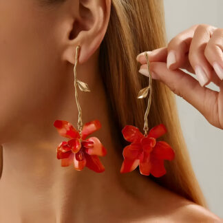 Romantic Petal Flower Long Drop Earrings for Women – Elegant & Trendy Jewelry Gift