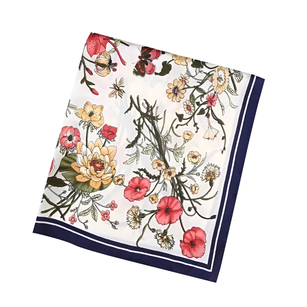 Luxury Striped Plaid Silk Square Scarf for Women - Image 6