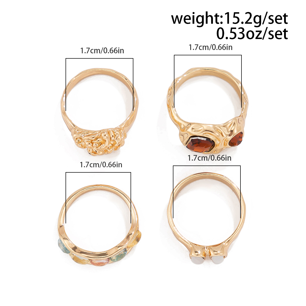Boho Gold Rhinestone Ring Set - Elegant Jewelry for Women - Image 5
