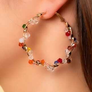 Colorful Crystal Hoop Earrings - Stylish Statement Jewelry for Women