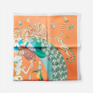 Luxury Silk Square Scarf for Women – 53cm Animal Print Bandana & Headband