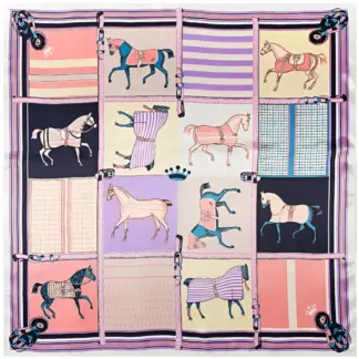 Elegant Plaid Silk Square Scarf for Women – Striped Hijab & Versatile Wrap