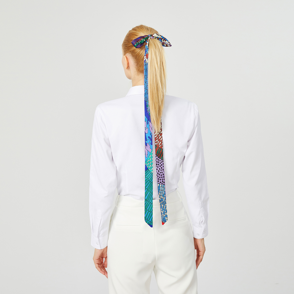 Elegant Silk Skinny Scarf – Multifunctional Ribbon for Women - Image 3