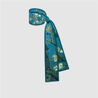 Van Gogh Inspired Silk Skinny Scarf for Women - Elegant Hair & Bag Accessory