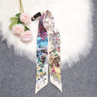 Elegant Silk Twill Skinny Scarf for Women – Versatile Hair, Neck & Bag Accessory