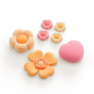 Cross D-Pad & ABXY Button Grip Caps Set for Nintendo Switch - Heart & Flower Design