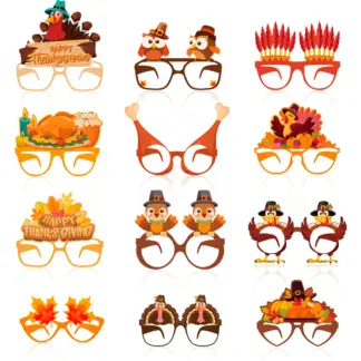 Thanksgiving Funny Party Glasses Set - 24 Pcs Paper Glasses for Kids & Adults